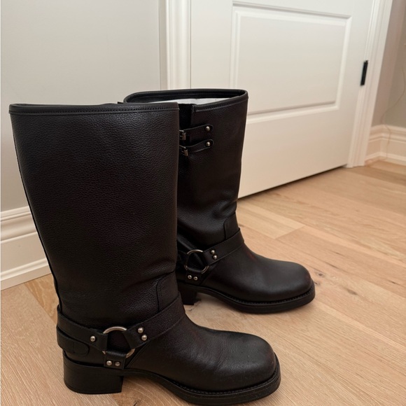 Steve Madden Black Moto Boots with Buckle Detail - Picture 2 of 4